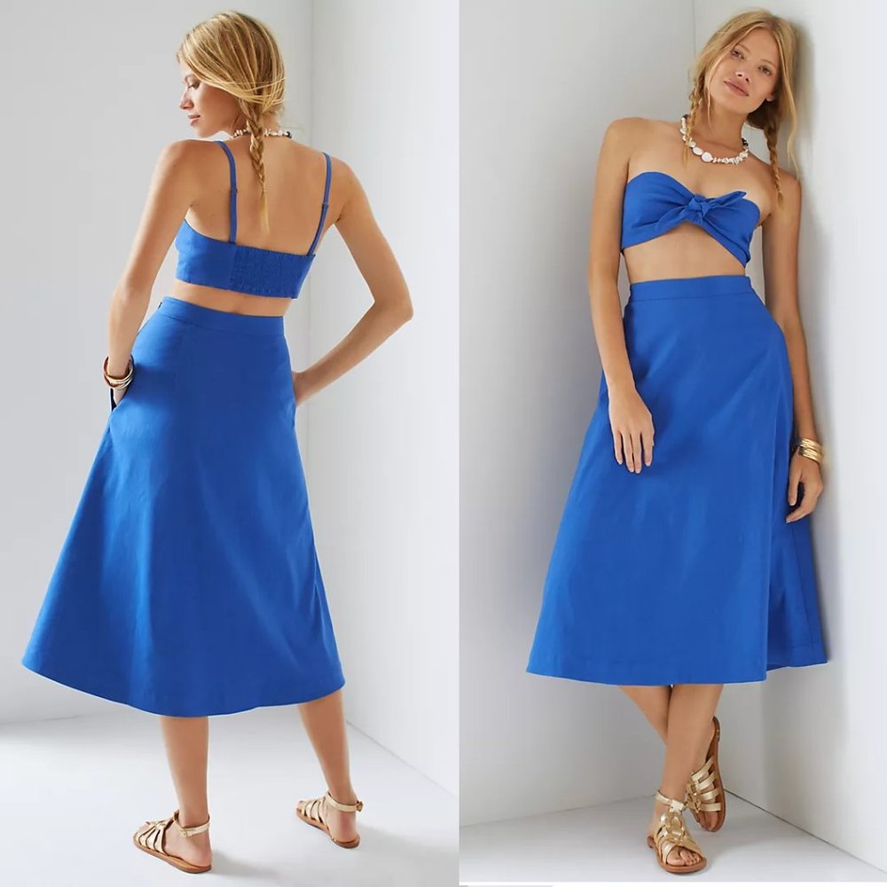 Anthropologie Maeve Tie-Front Top and Skirt Set new